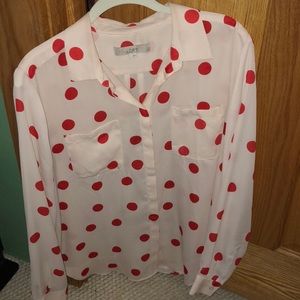 LOFT polka-dot sheer blouse